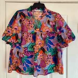 THML Floral Puff Sleeve Top - M